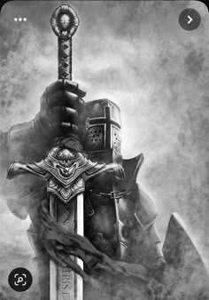 Crusader Knight Tattoo, Tattoo Aesthetic Wallpaper, Dark Fantasy Knight, Dark Fantasy Aesthetic, Crusader Wallpaper, Cross Tattoos For Men, Darkside Tattoo, Temple Knights