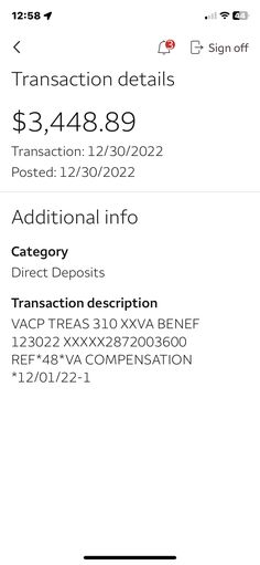 the transaction details page on an iphone