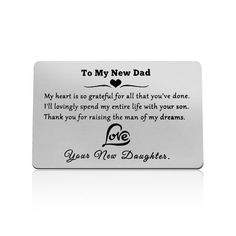 a new dad's card with the words to his daughter on it and a heart