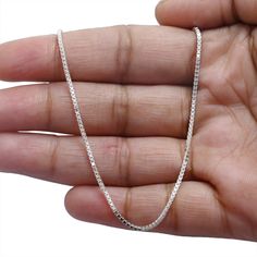 1.5MM Solid 925 Sterling Silver Box Chain Necklace, Silver Necklace For Women, Silver Chain For Men Choose Length 16" 18" 20" or 24" Inches  This 1.5mm, Italian, 925 sterling silver square box chain is cool and sleek and perfect for adding a favorite pendant. This chain is genuine solid 925 sterling silver and is finished with a sturdy lobster clasp. This chain is available in lengths 16, 18, 20, 22 and 24 inches as seen in the drop-down menu. Silver Box Chain Necklace For Anniversary, Sterling Silver Chain Necklace 925 As Gift, Silver Chain For Men, Silver Box, Box Chain, Silver Chain Necklace, Chains For Men, Solid 925 Sterling Silver, Handmade Necklaces