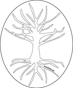 a drawing of a tree in a circle