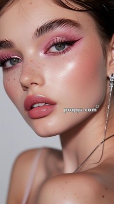 Pink Makeup Looks For Blue Eyes, Best Makeup For Pink Dress, Makeup Ideas Blush Pink, Pink Everyday Makeup, Pink Cute Eye Makeup, Pink Makeup Wedding Looks, Editorial Look Makeup, Pink Lengha Makeup Look, Rose Pink Makeup Look