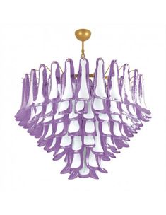 a purple chandelier hanging from the ceiling