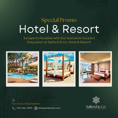 the hotel and resort brochure is shown