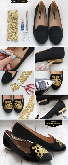 Smoking Slippers I Spy Diy, Making Shoes, Fabulous Diy, Old Shoes, Pretty Designs, Diy Shoes, Pretty Shoes