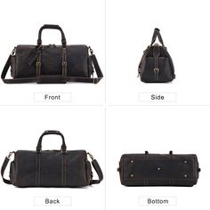 Easy to pack,holds a lot,stylish to carry.Woosir’s black leather travel duffle bag has what it takes to be the only travel bag you’ll need.This leather travel bag offers plenty of room to hold what you need for an overnight trip or a 3-day adventure.     ITEM OVERVIEW   Size: 52.5 x 25 x 25.5cm(L x W x H), attached with a long strap with adjustable length, the size is perfect for a long or short-trip.    Made from high-quality genuine leather, smooth zip, strong stitching, polished hard work, safe, strong, durable, zip closure, belonging to a small bag.    Its capacity exceeds your imagination and can accommodate a wide range of daily necessities, making it practical and convenient. Hand-held thickening and decompression design reduces stress on the hand and makes it easier to carry out Leather Duffle Bag With Top Carry Handle For Trip, Functional Soft Leather Travel Bag, Leather Luggage With Top Carry Handle For Overnight Trips, Soft Leather Satchel Duffle Bag For Travel, Black Rectangular Travel Bag For Weekend Trips, Rectangular Black Travel Bag For Weekend Trips, Leather Duffle Bag Backpack For Travel, Leather Backpack Duffle Bag For Travel, Soft Leather Travel Bag For Trips