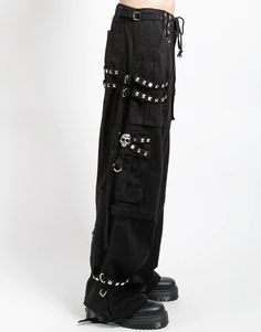 TRIPP NYC - STUD ZIPOFF CARGO Punk Cargo Pants With Belt Loops For Streetwear, Punk Style Cargo Pants With Pockets For Concert, Gothic Bottoms With Cargo Pockets For Streetwear, Alternative Cargo Pants For Concerts, Gothic Pants With Cargo Pockets For Alternative Fashion, Gothic Pants With Pockets, Edgy Cargo Pants With Pockets For Cosplay, Gothic Riveted Bottoms For Streetwear, Gothic Rivets Bottoms For Streetwear