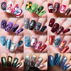 Avengers Nail Art, Superhero Nails, Boho Nails, Fancy Nails Designs, Nail Art Disney, Nail Stamping Plates, Disney Nails