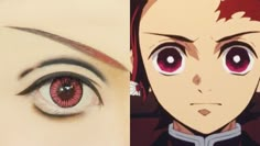 Tanjiro Eye Makeup, Tanjiro Makeup Cosplay, Tanjiro Makeup, Tanjiro Eyes, Eye Makeup Red, Manga Makeup, Tanjiro Cosplay, Scar Makeup