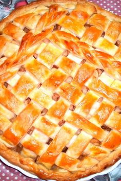 a pie sitting on top of a white plate