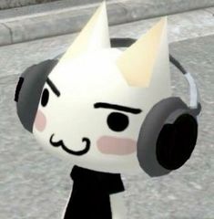 an animated cat with headphones on