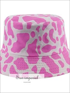 Pink Cow Print Reversible Black White Cow Pattern Women Bucket Hat Cow Bucket Hat, Cow Print Bucket Hat, White Bucket Hat, Bucket Hat Style, Bucket Hat Women, Bag Prada, Bucket Cap, Summer Sun Hat, Pink Cow