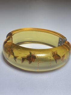 Vintage Reverse Carved Fish Apple Juice Bakelite Bracelet | eBay Vintage Resin Bracelet, Vintage Resin Bangle, Only One, True Spring, Bakelite Bracelets, Bakelite Jewelry, Orange Poppy, Vintage Bakelite, Jewelry Pins