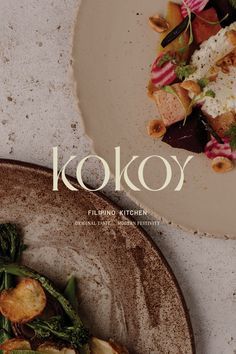 the cover of kokoy magazine features an image of a plate with food on it