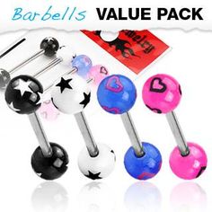 the barbells value pack includes three different colored balls