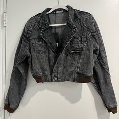 Carmar Nwt Black Acid Wash Cropped Denim Jacket Sz. M See Pictures For Details Distressed Cropped Denim Jacket, Demin Jacket, Oversized Jean Jacket, Crop Jean Jacket, Distressed Jacket, White Denim Jacket, Distressed Denim Jacket, Oversized Denim Jacket, Distressed Denim Jeans