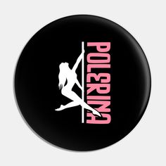 a black and pink pin with the word porning on it's front side