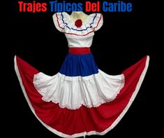 Find ideas๏ฟฝand inspiration for Caribe Typical 3 P/C Set Flag Color Skirt Set, Ropa Tipica Del Caribe. (3 Piece), Women's Dresses Cuban Dress, Puerto Rico Clothing, Folklorico Dresses, Flag Dress, America Outfit, Culture Day, Quince Dress, Porto Rico, National Dress