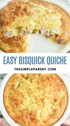 Bisquick Quiche. With Text Reading: EASY Bisquick Quiche Recipe. What To Make With Bisquick, Best Quiche Recipe Ever, Bisquick Quiche, Bisquick Impossible Quiche Recipe, Ham Quiche Recipe, Egg Quiche Recipes, Savory Quiche, Breakfast Quiche Recipes Easy