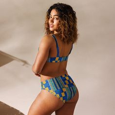 Urban African Print Bathing Suits – a bold fusion of style and culture. These swimsuits aren't just beachwear; they're a statement! Picture yourself strutting poolside or catching waves in designs that reflect you. Interracial Love, Pop Up Shop, African Print, Blue Yellow, The Struts, Best Sellers, Bathing Suits, High Waist, High Waisted