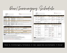 two separate worksheets with text that says,'work / temporary schedule '