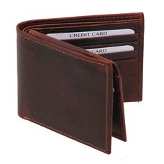 Vintage Brown Flip Up Bifold RFID Wallet w/Photo Insert #WM13041NID Leather Billfold, Leather Travel Bag, Billfold Wallet, Rfid Wallet, Leather Skin, Leather Hats, Leather Bifold Wallet, Leather Shirt, Leather Wallets