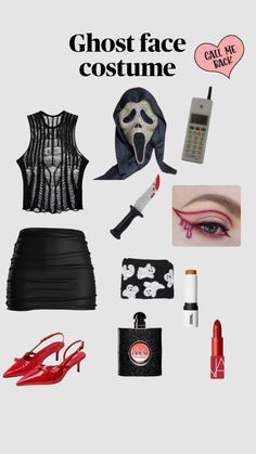 an image of a woman's costume with makeup, accessories and lipstick on it