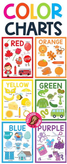 the color chart for children's colors and their names is shown in this poster