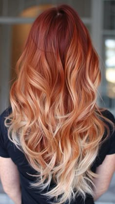 Cute Hair Color Ideas, Cute Hair Color, Warm Hair Color, Hairstyle Girl, Sunset Hair, Red Blonde Hair