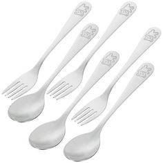 six white plastic utensils with skulls on them