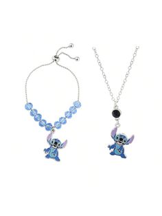 2pcs/Set [Authentic] Cute Disney Lilo & Stitch Bracelet Necklace For Women, Fashion Charm Wristband Jewelry Accessories Xmas Gift     Zinc Alloy     Women Fashion Jewelry, size features are:Bust: ,Length: ,Sleeve Length: Lilo I Stitch, Stitch Bracelet, Lilo Y Stitch, Women's Jewelry Sets, Lilo Stitch, Disney Lilo, Watches Women Fashion, Cute Disney, Lilo And Stitch