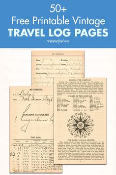 the front and back pages of an old travel log