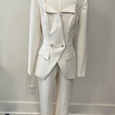 White Jovani Couture 3 Pc Suit Nwt. No Rips Or Stains. Size 0 1 Jacket 1 Pair Of Pants Straight Leg W/Zipper 1 Pair Of Flare Leg. Please Do Not Message Asking For Additional Photos. There Is None. Do Not Ask To Correspond Outside Of Poshmark. Jovani Couture, Carhartt Scrubs, Barre Socks, Ivory Ella, Brown Hoodie, Sweatpants Set, Pants Straight Leg, Linen Set, Knit Outfit