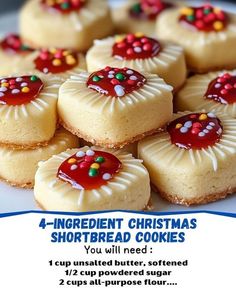 an advertisement for christmas shortbread cookies on a plate