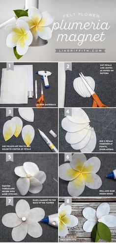 how to make paper flowers that are white and yellow