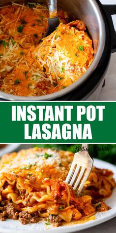 an instant pot lasagna recipe is shown in this collage