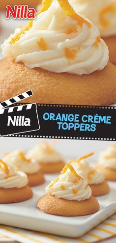 orange creme toppers on a plate with the title nilla written above them