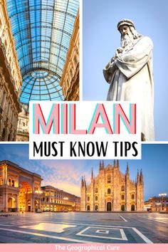 Pinterest pin for Must Know Tips For Visiting Milan Italy Milan Italy Fashion Winter, Flamboyant Gothic, Milan Trip, Milan Travel Guide, Milan Italy Travel, Duomo Milan, Milan Duomo, Basic Italian, Milan Travel