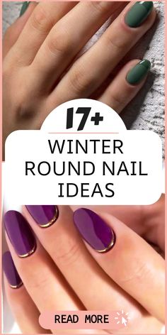 Upgrade your winter nail look with stylish round nail designs that radiate sophistication and class. Choose from trendy patterns in traditional winter colors such as rich burgundy, sparkling silver, and frosty blue to elevate the elegance of your manicure. Embrace the cozy vibes of the season by sporting nails that are both fashionable and warm. Let your nails make a chic statement this winter. Round Nail Designs, Gold Accent Nail, Fall Leaves Nail Art, Sports Nails, Trendy Patterns, Rich Burgundy