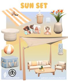 ☀️✸ 𝐒𝐔𝐍 𝐒𝐄𝐓 ✸☀️ | Patreon Sims Coastal Cc, Cowbuild Sims 4 Cc, Sims 4 Love Island, Ts4 Maxis Match Furniture, Sims 4 Pool Cc, Sims 4 Island Living Cc, Sims 4 Beach Cc, Sims 4 Outdoor Cc, Sims 4 Cc