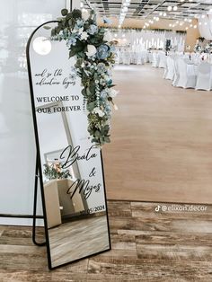 a mirror sitting on top of a wooden floor