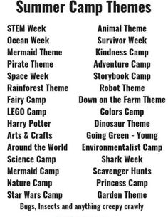 the summer camp theme is shown in black and white