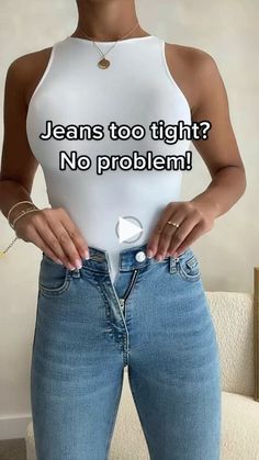 ▷▷ Jeans hack!
 • Jeans to tight
 • Skinny jeans
 • Hair ties
 • Belt summer outfits, summer outfits casual, summer outfits hijab, ..! How To Make Jeans, Outfits Jeans