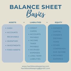 balance sheet with the words balance sheet basics in blue and white, on top of each other