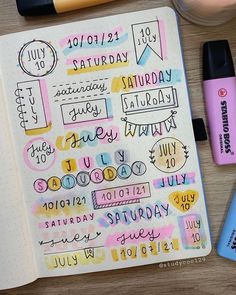 Bujo Titles, Bujo Headers, Bullet Journal Headings, August Bujo, July Bujo, July Bullet Journal, Journal Headers, Journaling 101, Neat Work