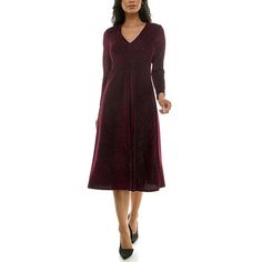 You'll love the chic style of this Long Sleeve V-Neck A-Line Midi Dress from Maison Tara.Click on this WOMEN'S GUIDE to find the perfect fit and more! You'll love the chic style of this Long Sleeve V-Neck A-Line Midi Dress from Maison Tara.Click on this WOMEN'S GUIDE to find the perfect fit and more! FEATURES A-line silhouette V-neck Long sleeves No closure - pullover styling Straight hem Unlined Soft velvet woven constructionFIT & SIZING Fitted bodice 46 1/2-in. length from shoulder to hem Midi Fitted Bodice, The Chic, Soft Velvet, Midi Length, Pullover Styling, Chic Style, Size 16, Bodice, Dress Outfits