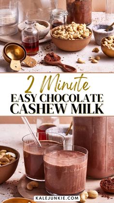 chocolate cashew milk with nuts and other ingredients