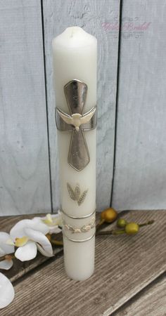 FAST SHIPPING!! Beautiful Silver Candle for any occasion, Wedding Candle, Christening Candle, Baptism Candle, Communion Candle, Confirmation Confirmation Candles Ideas, Christening Candle, First Communion Favors, Candles Diy, Communion Favors, Baptism Candle, Wedding Candle, Silver Candle, Palm Sunday