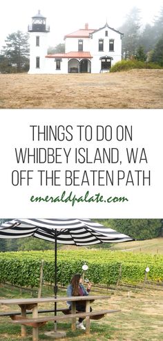 two people sitting at a picnic table in front of a house with the words things to do on which island, way off the beaten path?