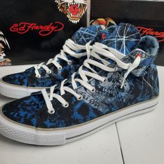 Ed Hardy "Justice" Hi-Top Sneakers Shoes Nwt Item Brand New Unworn Condition Mens Sz 11 Blue Style # Eh9068h Please See Photos For Details Blue High-top Sneakers For Skateboarding With Round Toe, Blue High-top Sneakers For Skateboarding, Blue Low-top Canvas Shoes For Streetwear, Blue Round Toe High-top Sneakers For Skateboarding, Blue Slip-on High-top Sneakers For Sports, Urban Blue Lace-up High-top Sneakers, Blue Lace-up Urban High-top Sneakers, Blue Lace-up High-top Urban Sneakers, Blue Lace-up Sneakers For Skateboarding